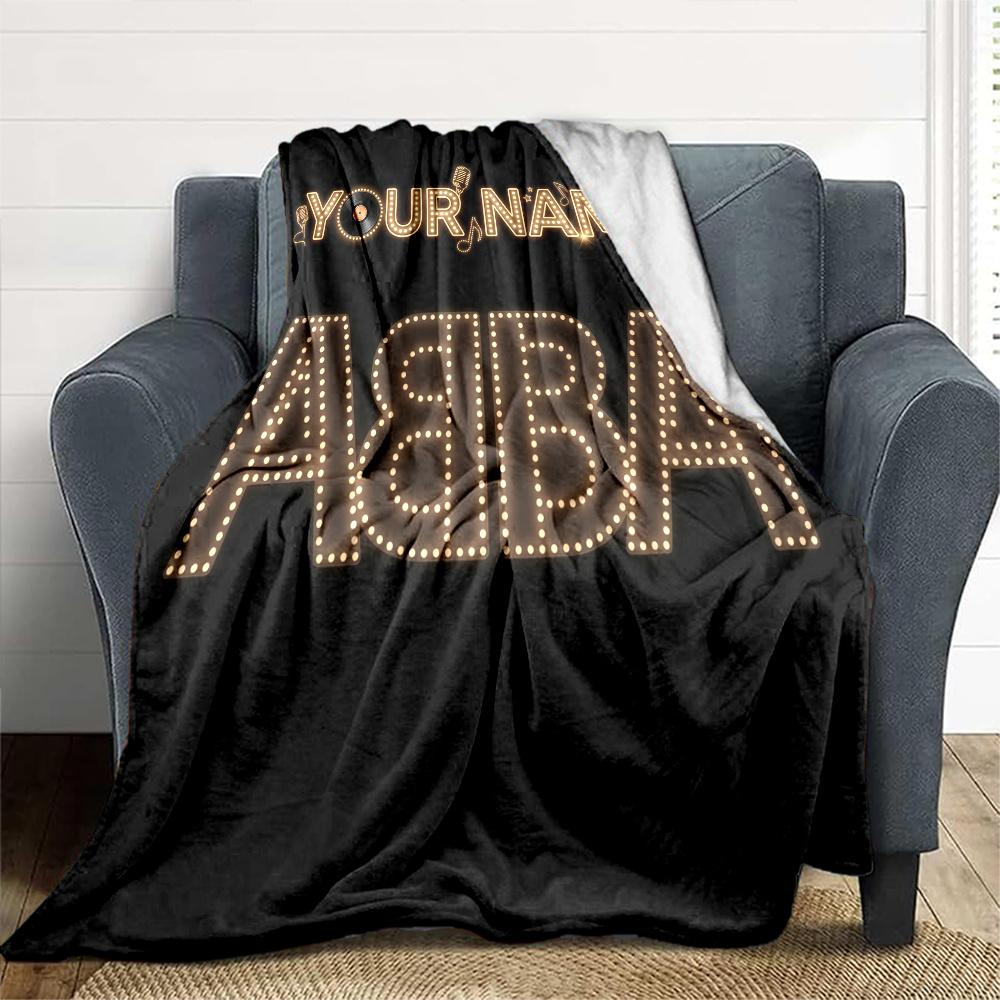 1PC Abba Custom Name Patterned Flannel Blanket Suitable For All Seasons For Home Decor Warmth And Comfort Gifts Holiday Present