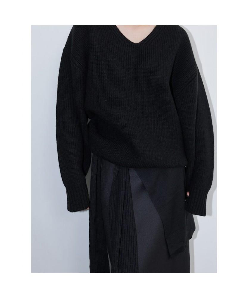 Diaepeocheo Bulky V Neck Sweater Black (Ta5X51A045)