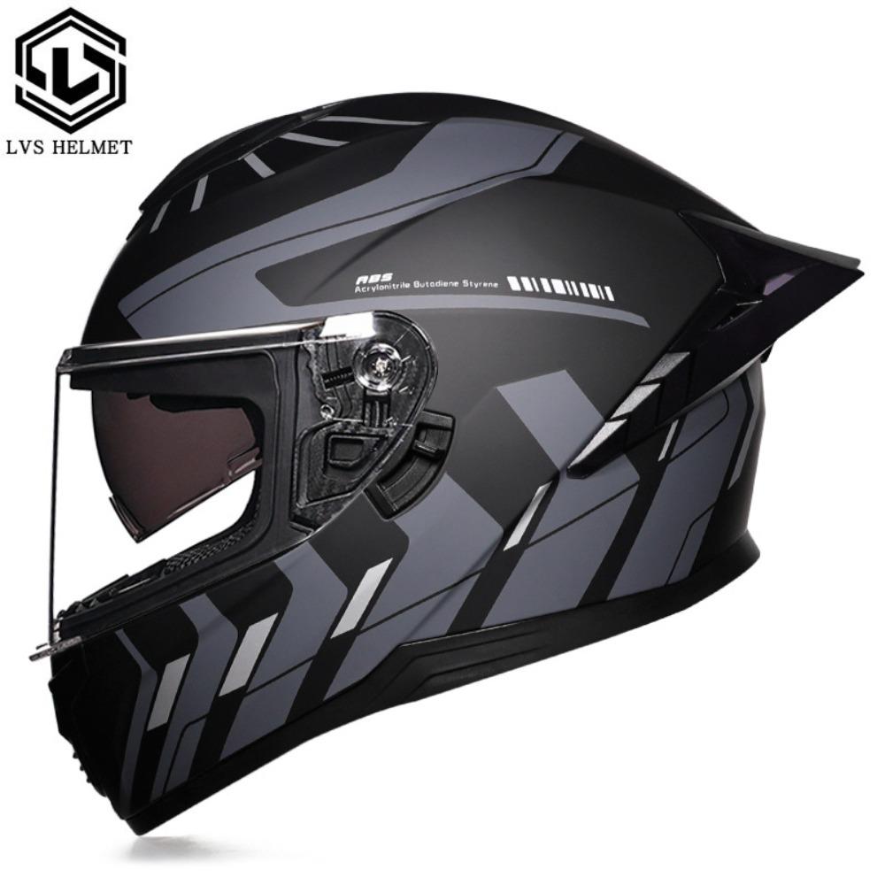 DOT Full Helmet Double Mirror Helmet Men's Four-season Universal Hard Hat Female Knight Locomotive Double Lens