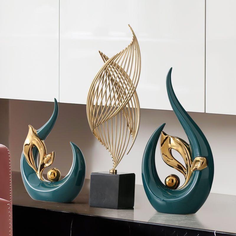 Modern High-end Luxury Ceramic Ornaments Artwork Home Livingroom Porch Figurines Decoration Cabinet Bookshelf Accessories Crafts