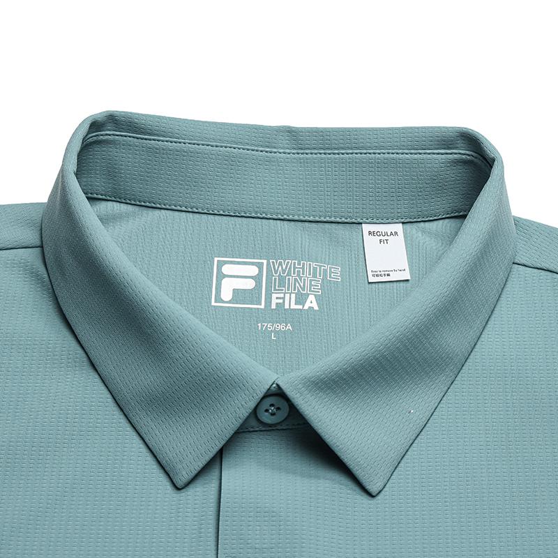 FILA White Contact Cool Fashionable Polo Shirt Men tops Mineral-Blue F61M623107FDB