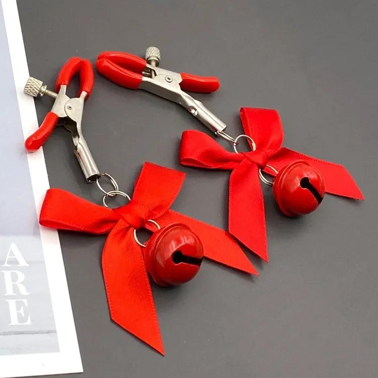 4 Colors Adjustable Nipple Clamp Breast Clip Bdsm Breast Massager Small Bell Sexy Bow Adult Cosplay Flirting Sex Toy for Couples