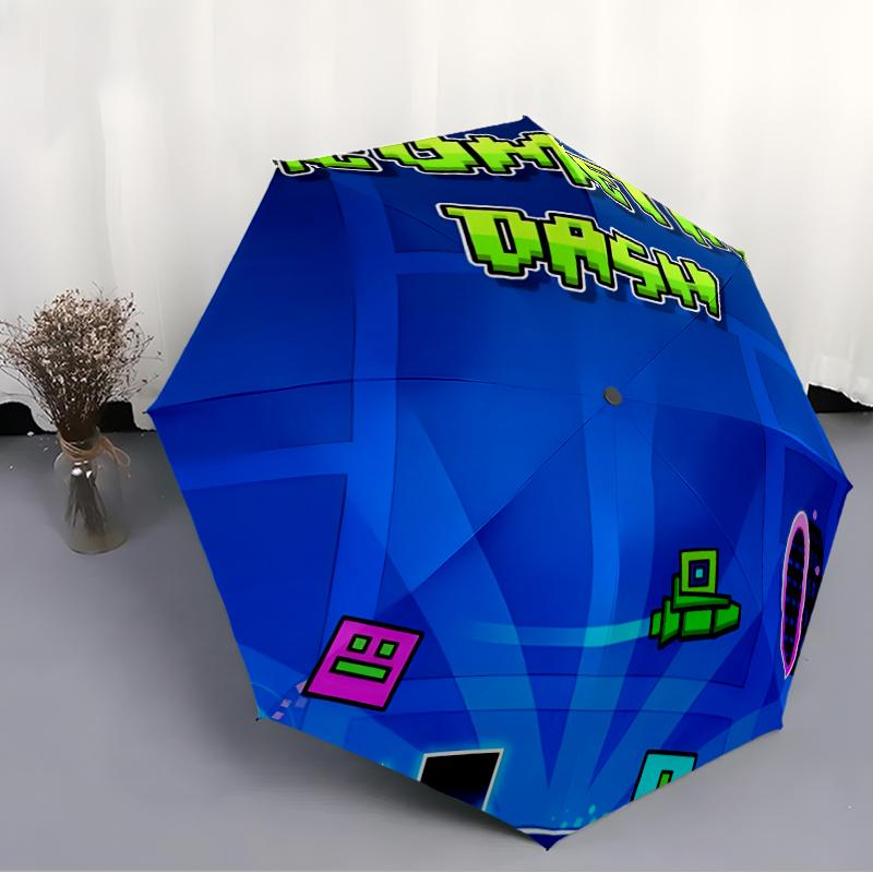 Geometry Dash Fashionable Automatic Opening/Closing Folding Umbrella. Portable and Foldable, Ideal for Gift, Travel, and Daily Use.