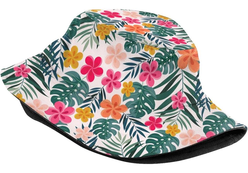 Fashion Hawaii Hawaiian Flowers Print Bucket Hat Summer Fisherman Cap For Women Men 07