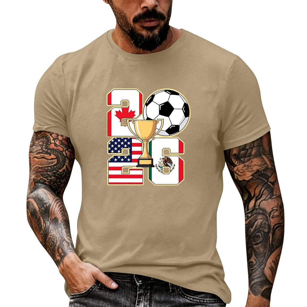 Men's Basic Crew Neck Short Sleeve T Shirt Loose Fit Casual Summer Top Soccer Themed Graphic Print Comfortable Fabric
