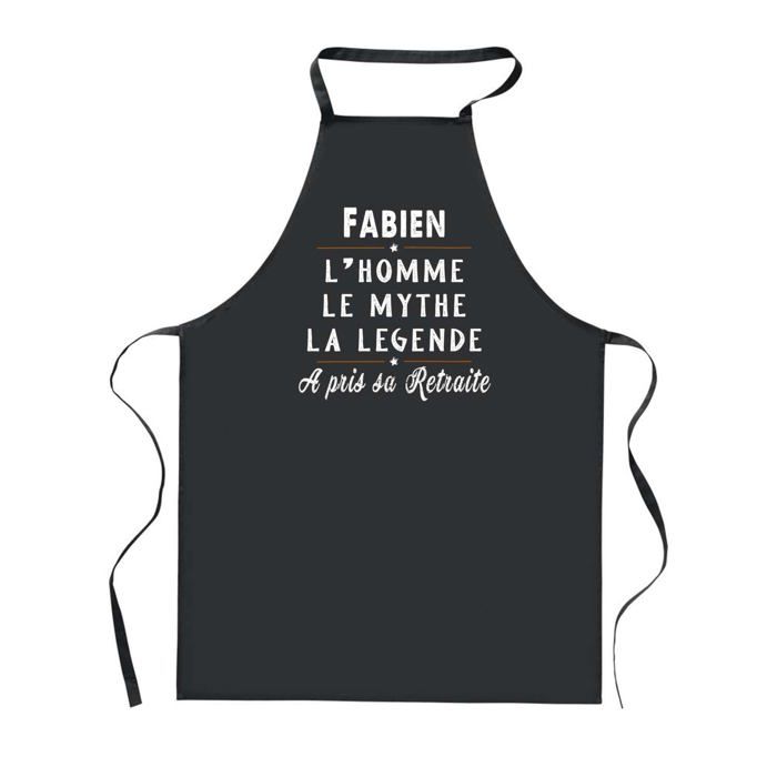Tablier de cuisine - Fabien Retraite - Noir - Impression bretonne - Coton résistant