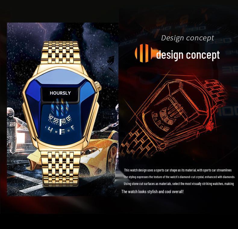 Men's TikTok HOURSLY Alloy Motorcycle Quartz Waterproof Wristwatch