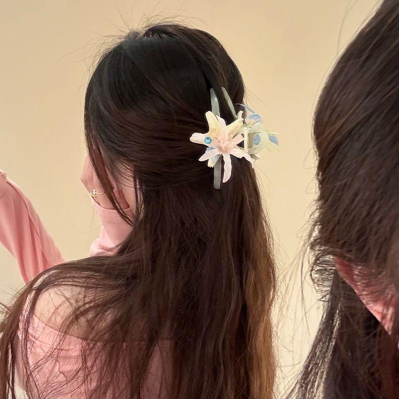 Diamond-encrusted Flower Starfish Side Hairpin Fashionable Small Fresh Duckbill Clip Niche Versatile High-end Hair Accessories Women