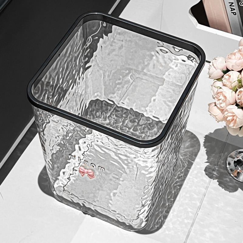 Poubelle de cuisine transparente Ménage Eau Ondulée Salon Chambre Rangement Tube Salle de bain Toilettes Corbeille à déchets