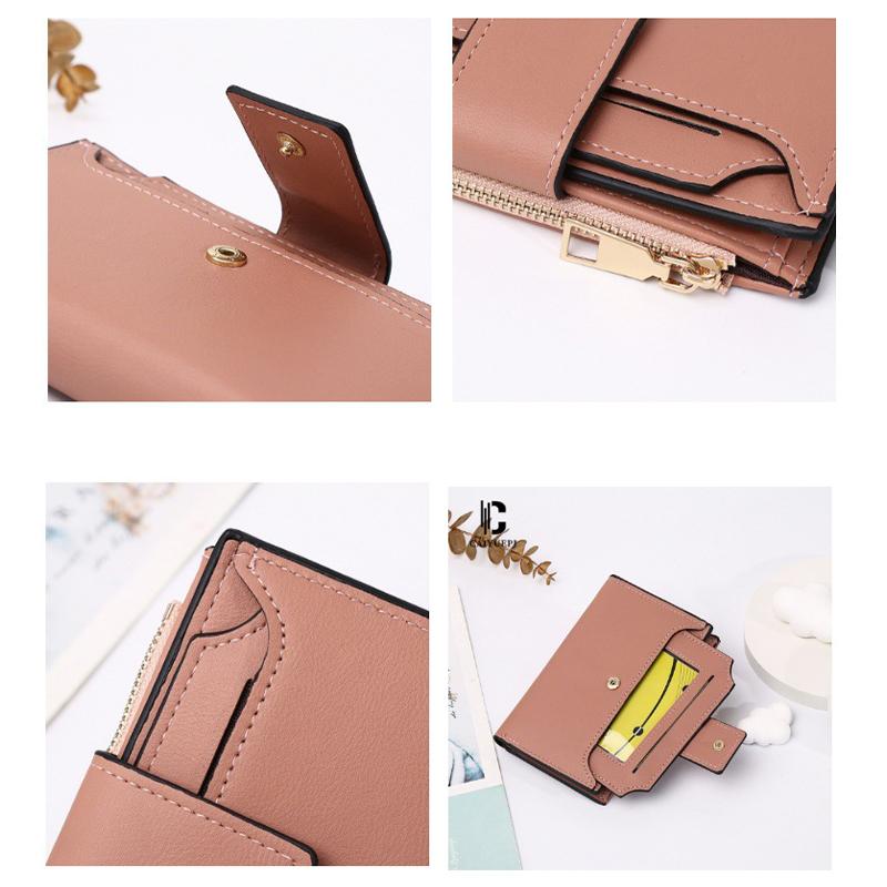 Short Multi-Functional Wallet Large Capacity Folding Zipper Bag Multi-Card Slot Leather Wallet/Coin Purse