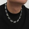 Salircon Colliers Punk Créatifs Étoile à Cinq Branches pour Hommes Argent Vintage Chaîne de Clavicule Réglable Bijoux Tendance Rue
