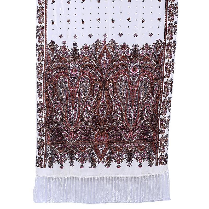 A087 Ethnic Style Twill Cotton Tassel Headscarf Shawl