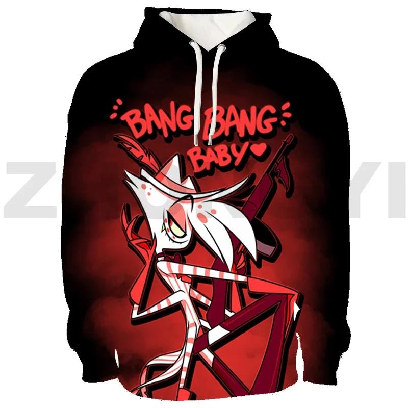 Harajuku Hazbin Streetwear 3D Print Hotel Men Clothing Hip-Hop High Street Sweatshirts Female Anime Hoodie Cosplay Costume Hoody