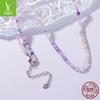 Purple Splendid Crystal Necklace Female Romantic Elegance S925 Sterling Silver Diy Crystal Necklace