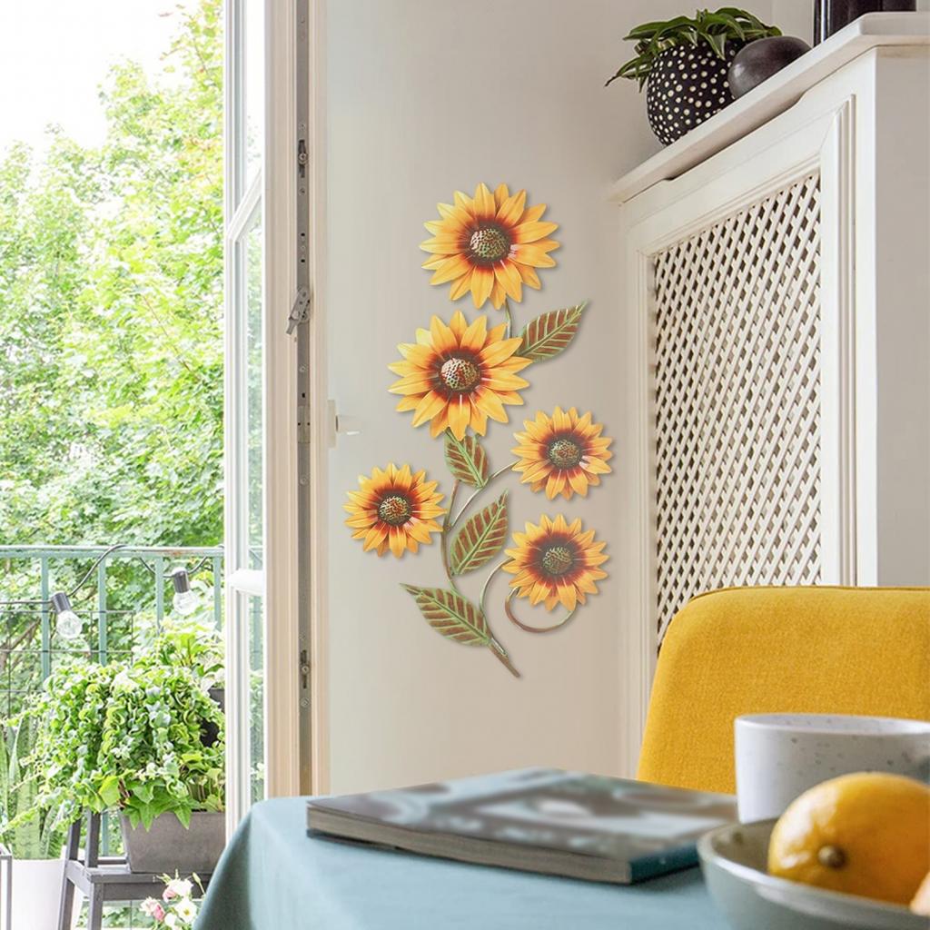 Fröhliches Ambiente 3D Metallkunst Vintage Sonnenblumen Dekor Wanddekoration