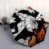 Halloween Stained Window Decoration with Bats, Pumpkinsand SkullsUmbrella, Portable 3-Fold Compact Umbrella for Men & Women Gift