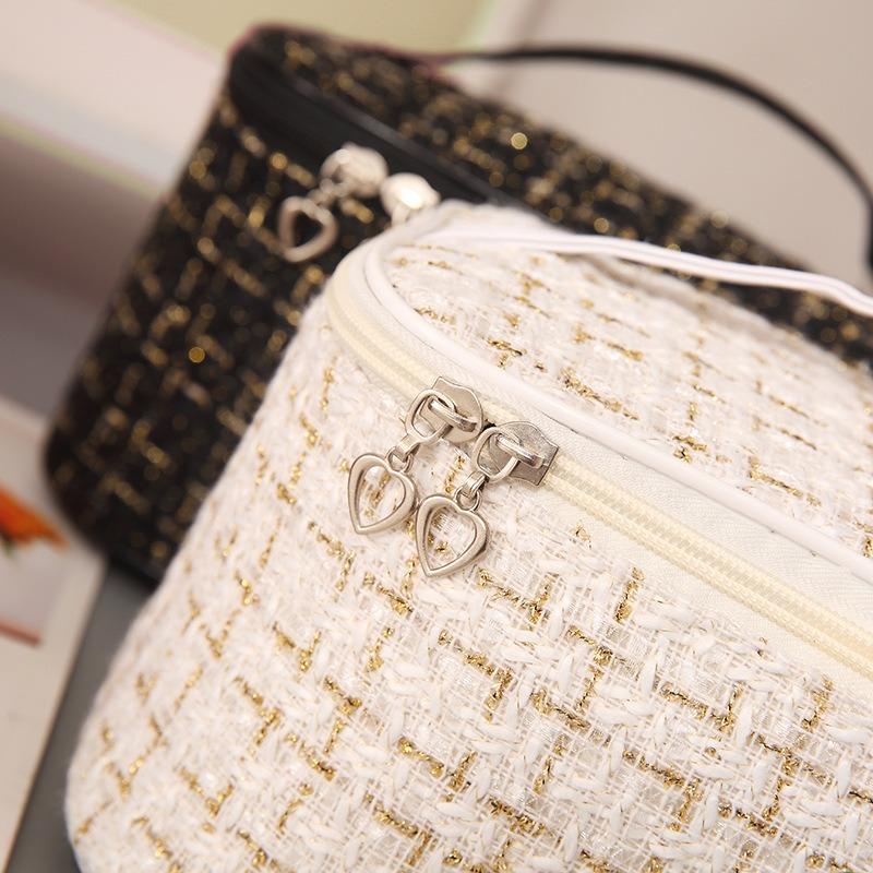 Korean-style Plaid Tote Mini Makeup Bag Large-capacity Portable Toiletry Organizer Case Travel Wholesale