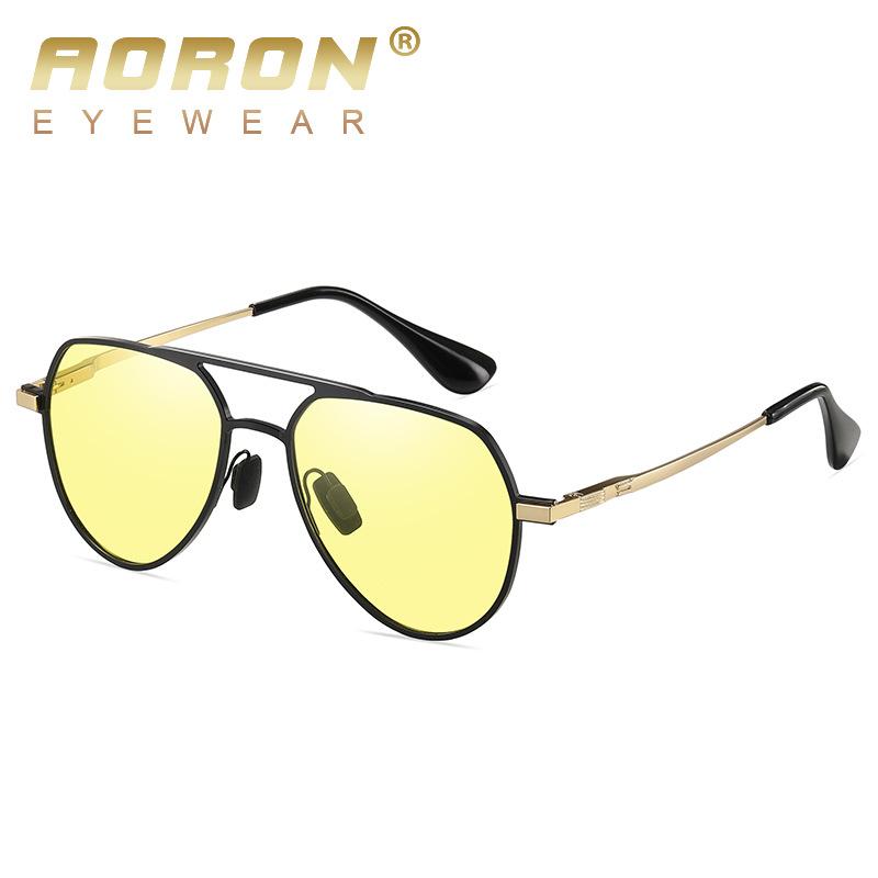 aoron Driver Driving Sunglasses Men's Metal Polarized Sunglasses Driving Color-changing Glasses