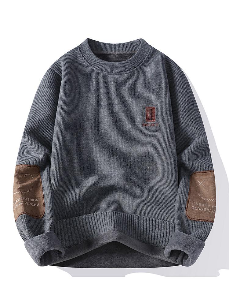 Plüsch-Winterpullover für Herren: Dicker Samt Langarm-Basisschicht für Jugendliche & Teenager