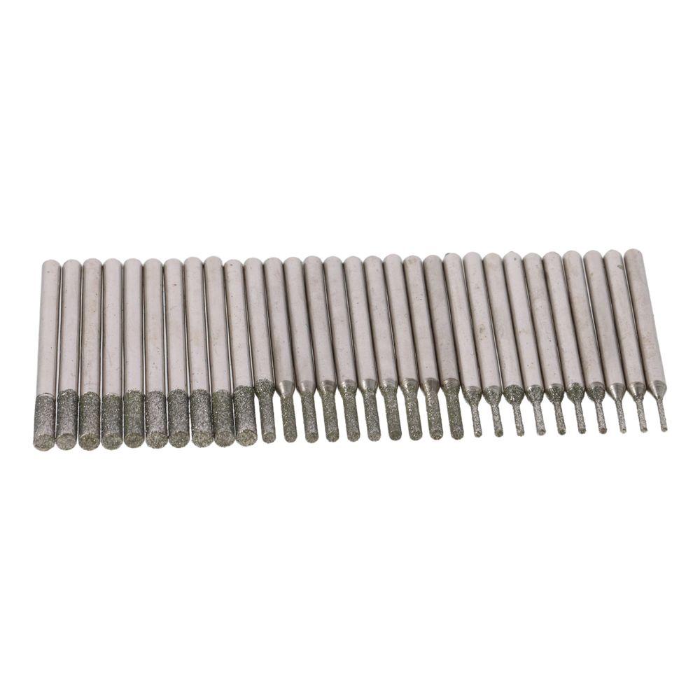 30 Pcs 1/8 Shank 1mm 2mm 3mm Diamond Drill Bit Set Gem Stones Lapidary Tool  Dremel Drill Bits