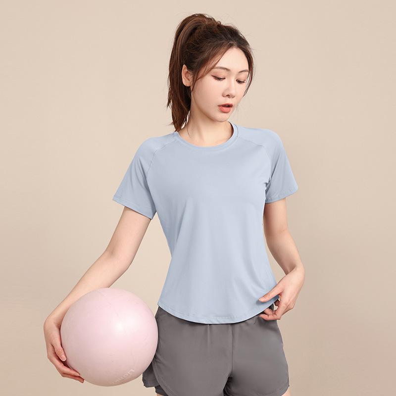Women's High-End Short-Sleeve Sport T-Shirt & Fitness Set - Breathable, Quick-Drying Yoga and Running Wear