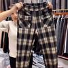 Women  Spring Autumn Korean Fashion Leggings Pants Clothes Vintage Plaid Casual Streetwear Harem Pants  Pocket Loose Trousers
