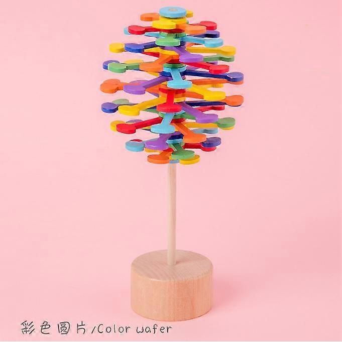 Kids Wooden Spiral Lollipop Stress Toy Spinning Decompression Toy