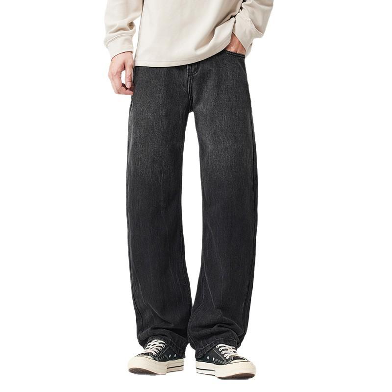 Autumn and Winter New Washed Jeans Men's Large Size Versatile Fit Straight-leg Pants