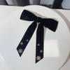 Elegant Velvets Bows Tie Brooch Pin Women's Christmas Rhinestones Snowflake Bowtie Pre Tied Bowknot Corsage Necktie