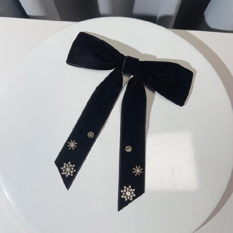 Elegant Velvets Bows Tie Brooch Pin Women's Christmas Rhinestones Snowflake Bowtie Pre Tied Bowknot Corsage Necktie