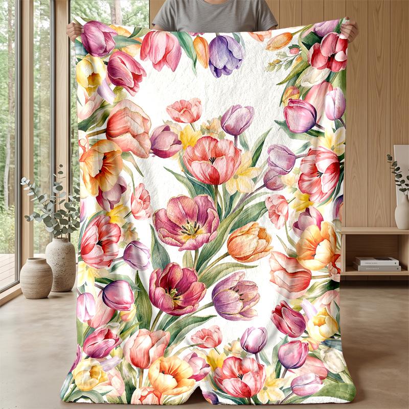 Vibrant Tropical Flowers Theme blanket Lightweight Warm Flannel Blanket Decorative Throw Blanket for Home Decoration