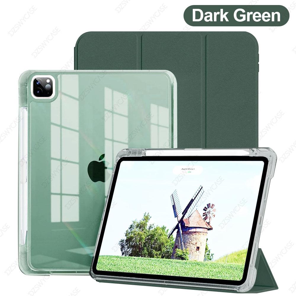 Étui pour iPad Air 13 pouces M4/M3/M2, pour iPad Pro 12,9 pouces 6e/5e/4e/3e Génération - avec Support pour Stylet, Veille/Réveil Automatiques vert foncé