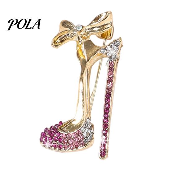 Brooch Pin, High Heels Bow Shape Lapel Pin with Sparkling Rhinestones, Women Badge for Suits Coats Bags Accessories