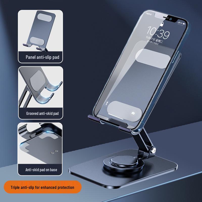 Carbon Steel 360° Rotating Phone & Tablet Holder for Desktop Streaming