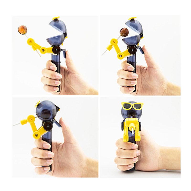 Adorable Kids Creative Eating Robot Lollipops Holder With Playful Stand For Baby Gifts