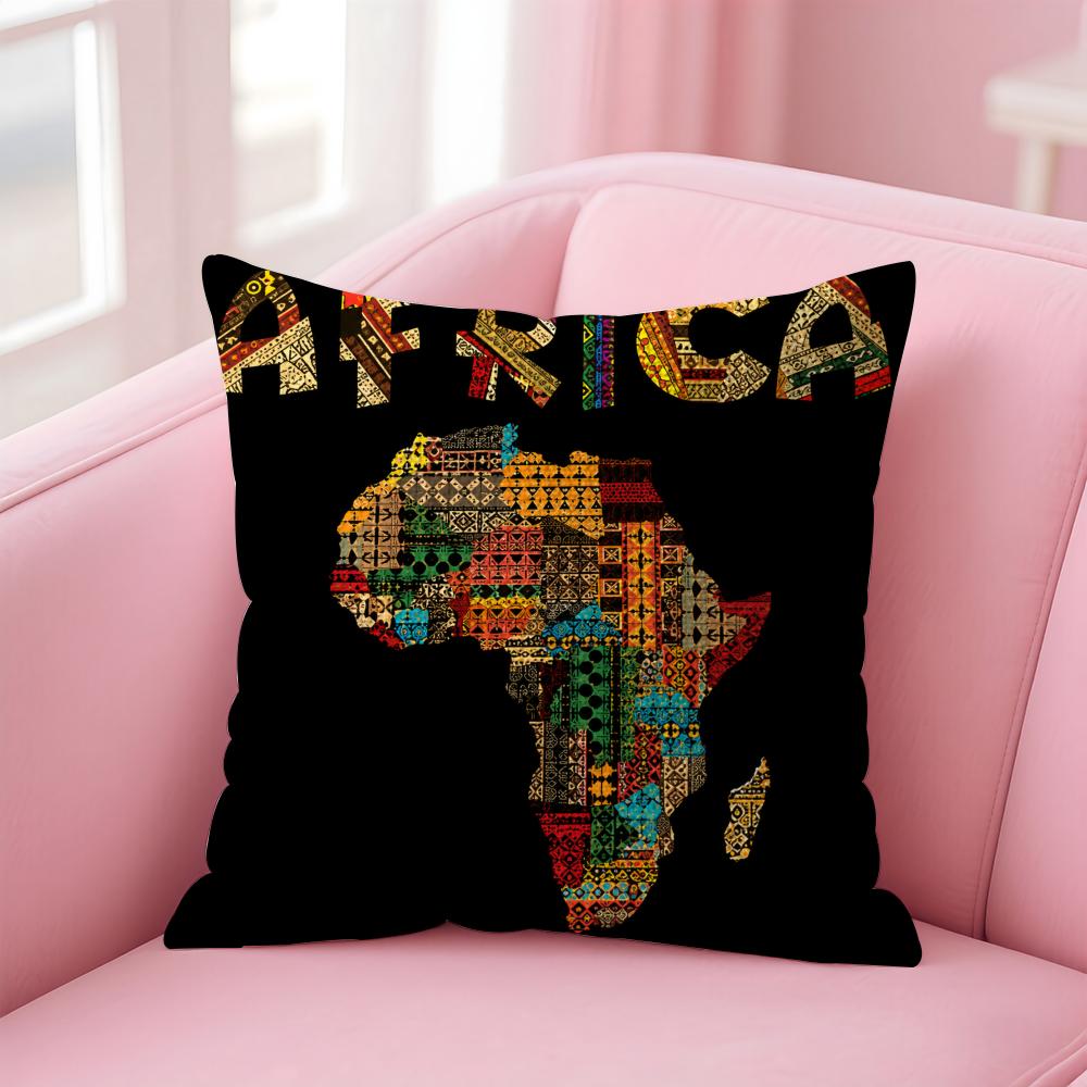 Map Of Africa Geometrics Cushion Cover Natural Linen Organic Fabric DoubleSided Printing Sofa Home Decor Gift Pillow Case