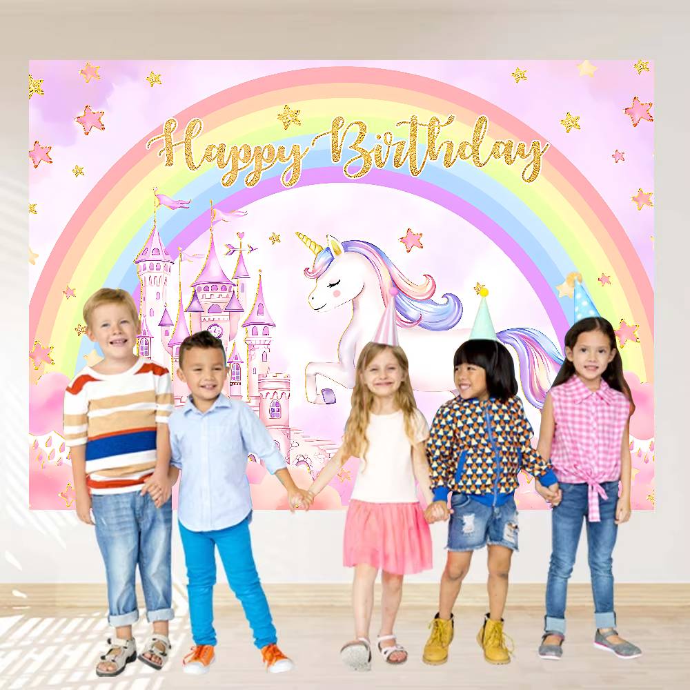 Ewprint Unicorn Birthday Background Photography Party Bedroom Living Room Decoration Shooting Background Cloth