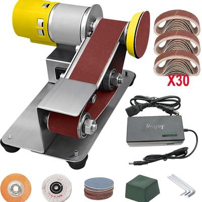 Wielofunkcyjna Mini Elektryczna Szlifierka Taśmowa i Polerka 15° do Obróbki Drewna i Ostrzenia Noży