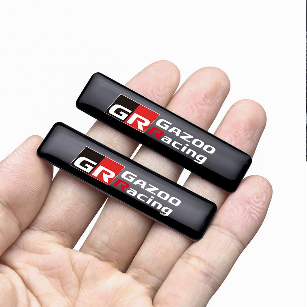 New 2PCS 3D Epoxy GR GAZOO RACING Badge Emblem Car Interior/Exterior Decorative Stickers for S3 Auris Prius Corolla Avensis JH3
