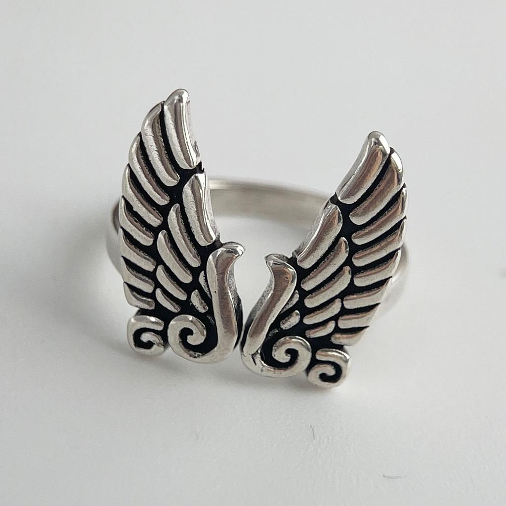925 Sterling Silver Rings for Women Couple Minimalist Handmade Simple Retro Wing Ring Fine Jewelry Gift Prevent Allergy