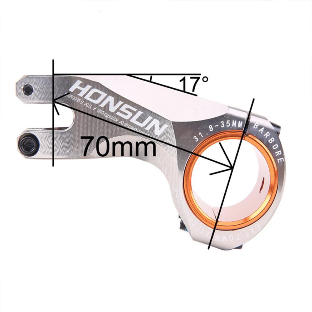 Wspornik rowerowy CNC ujemny 17 stopni 31,8/35*70 MM XC rower górski mostek ze stopu aluminium odpowiedni do roweru górskiego XC/szosowego