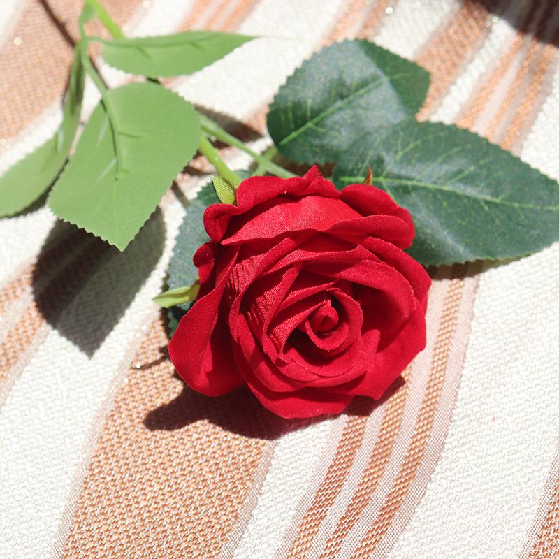 10pcs Simulation Flowers Velvet Pearl Roses Chinese Valentine's Day Gift Fake Flower Artificial Red Rose Wedding Decoration