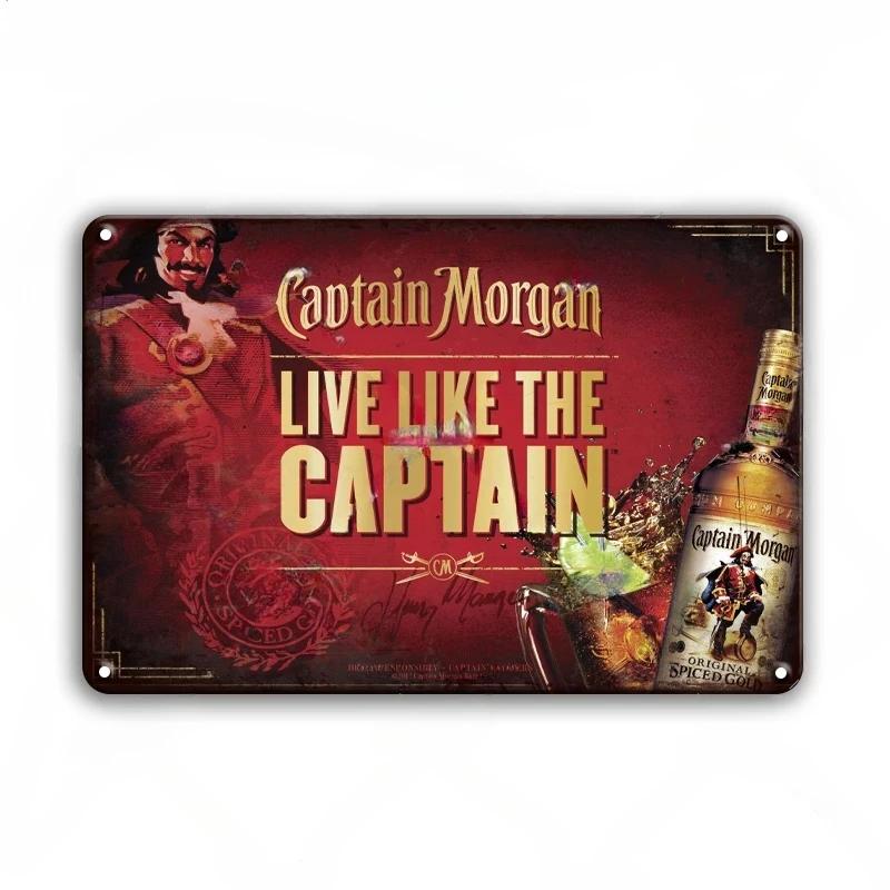 Vintage plechové cedule s rumem Captain Morgan, plakáty, nástěnná dekorace, retro kovová cedule, Havana Club, Bacardi, Kraken, plaketa, bar, kuchyně