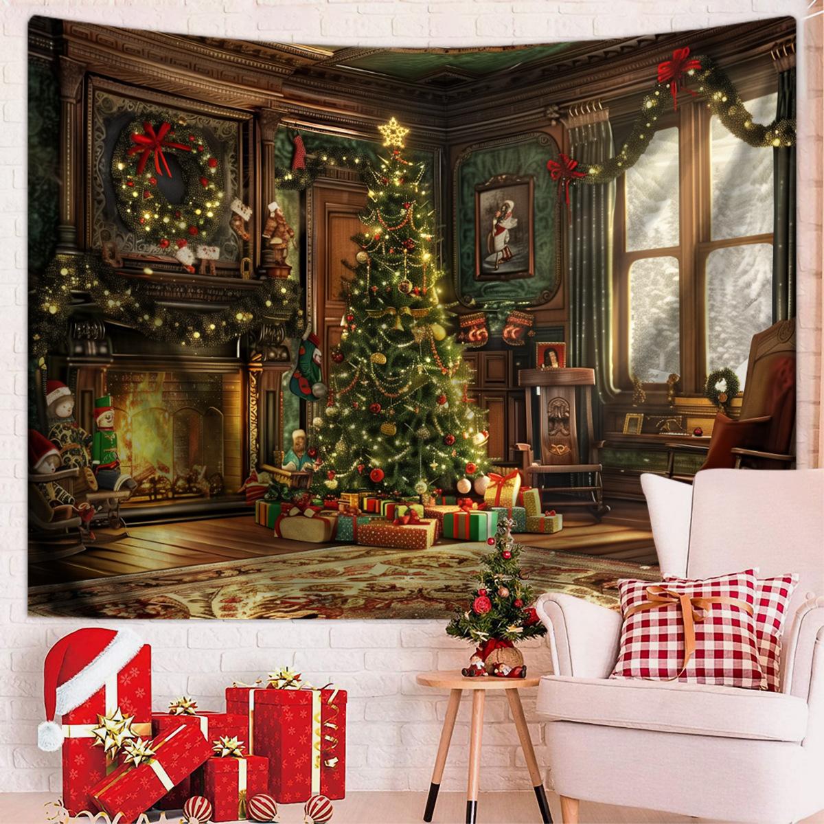 

Зимнее утро Олень Рождественская елка Настенный гобелен Рождественская настенная подвесная елка Настенная подвесная елка Великолепная рождественская елка Камин Подарки 230x175cm