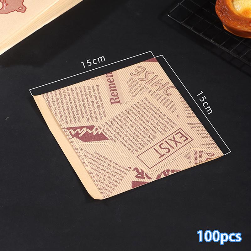 100Pcs Sandwich Wrappers Food Wax Paper Hamburger Fries Bread Baking Oil Paper Wrapping Baking Accessories