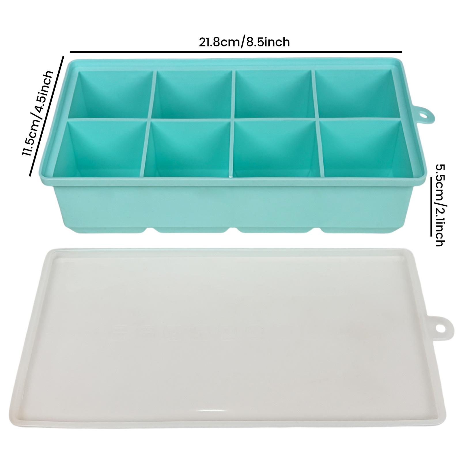 

Whiskey square large ice cube food grade silicone ice grid mold no odor easy demoulding quick-freezing ice box with lid