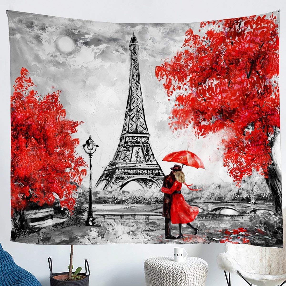 Tapestry erosebridal wall blanket with the Eiffel Tower in Paris 75x100 чёрный