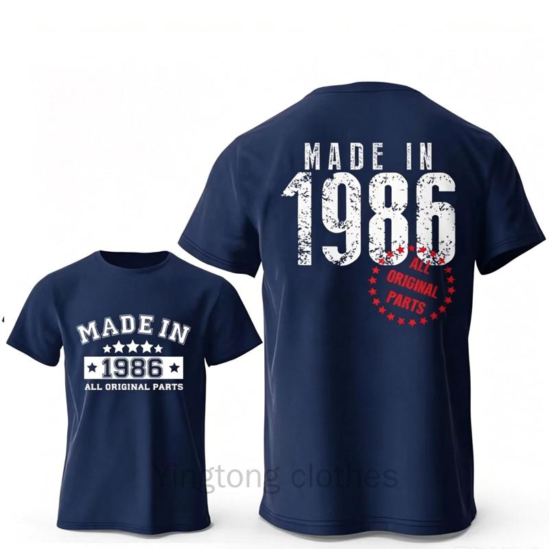 T-shirts Rétro pour Homme pour le 40ème Anniversaire: Fabriqué en 1986 Toutes les pièces d'origine Avant et 40 Édition Limitée Graphique Arrière T-shirts à Manches Courtes