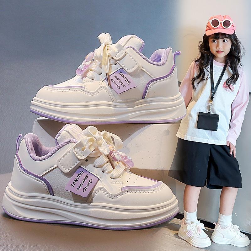 New Fashion Kids Shoes White Girls Running Sneaker Comfortable Spring Board for Students Cute Casual Shoes for Children