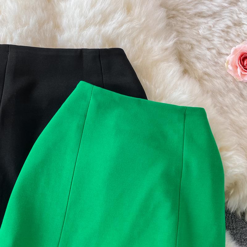Spring And Autumn Professional Temperament Mermaid Skirt Office Lady Mid-Length Solid Package Hip Skirt High Waist Skirts